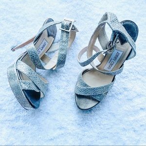 Jimmy Choo Vamp Platform Glitter Sandal